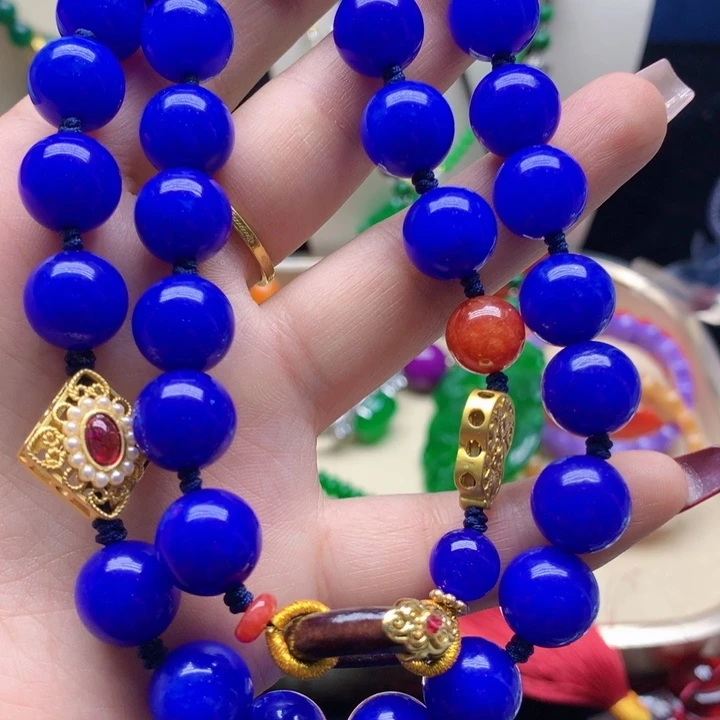 青金石颈饰合金吊坠