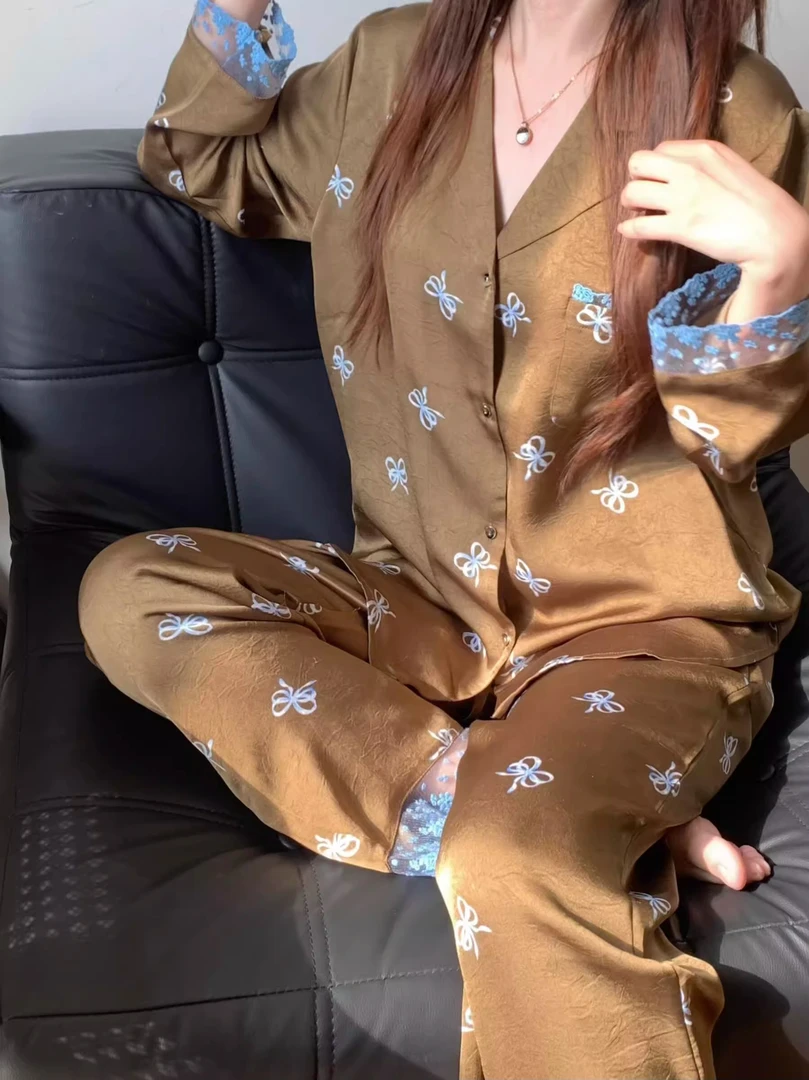 【DMXJ大梦想家】韩系高级感蝴蝶冰丝睡衣女夏季休闲套装外穿家居服