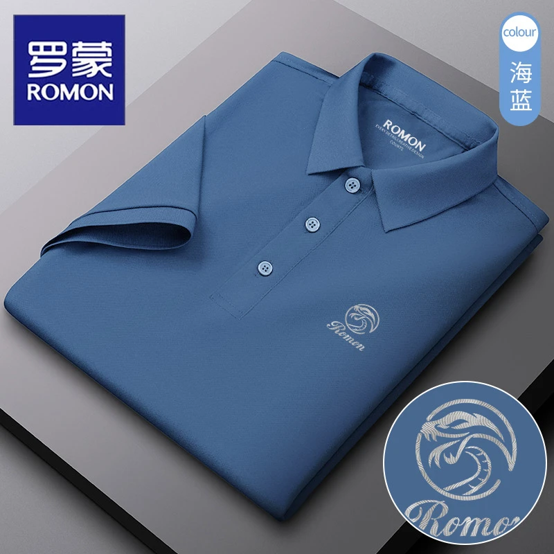 罗蒙品牌正品中年男士短袖POLO衫夏季2025新款翻领t恤桑蚕丝衣服