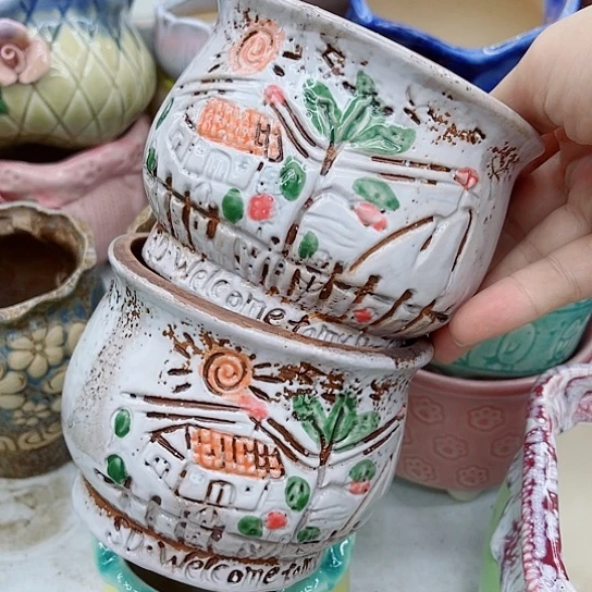 多肉绿植陶瓷花盆9.9包邮，有空