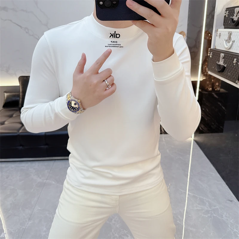 冰希CX.高品质欧货男士圆领简约修身时尚打底衫长袖2025秋季新款