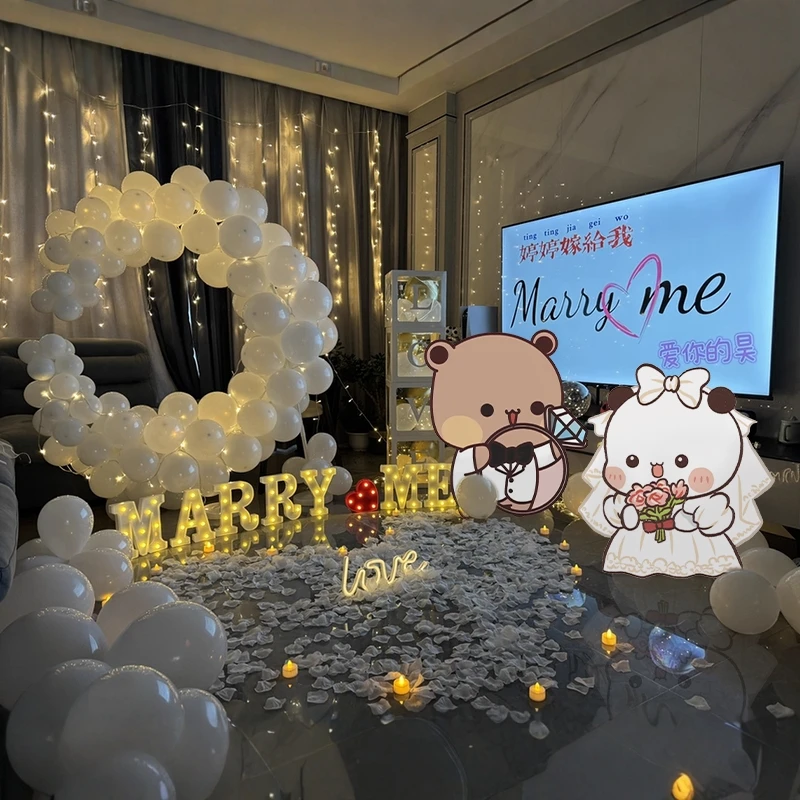 一二布布简约求婚室内布置惊喜表白高级氛围感场景装饰kt板全套