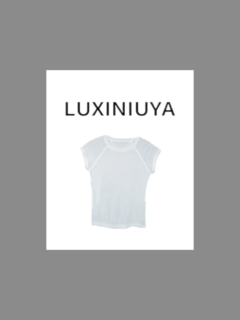 【LUXINIUYA】一眼爱高定洒银 简约不简单显瘦天丝T恤#CX3156