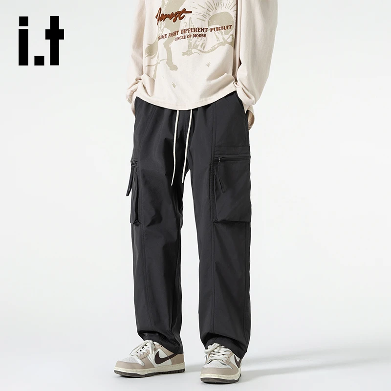 i.t izzue官方宽松中腰休闲长裤男士春秋季新款日常百搭阔腿裤6M