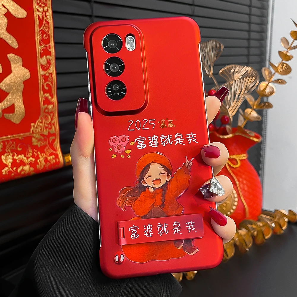 潮钻适用opporeno12手机壳reno12pro新年款无边框支架硅胶防摔壳