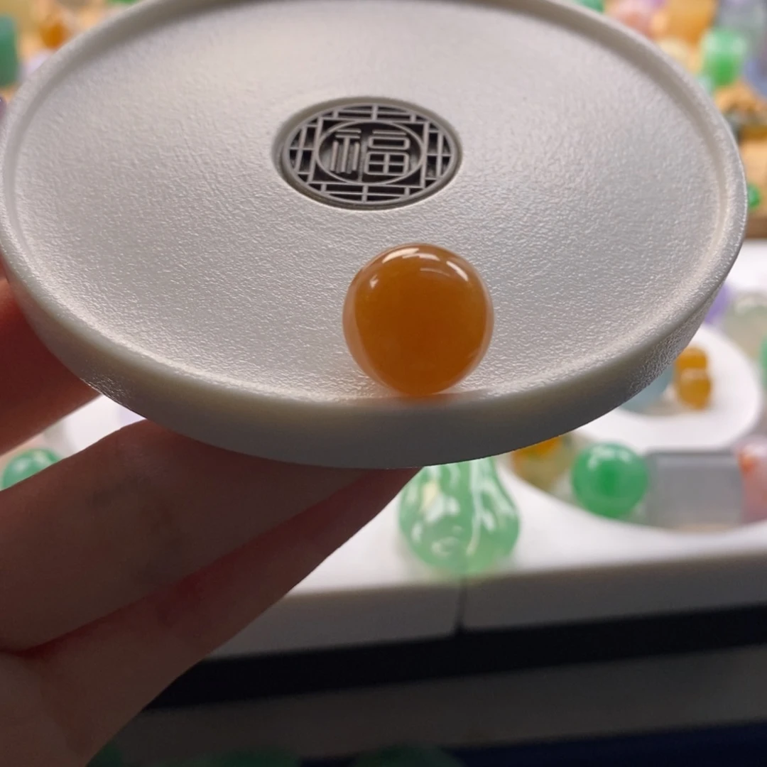翡翠未镶嵌颈饰橘色圆珠卡13