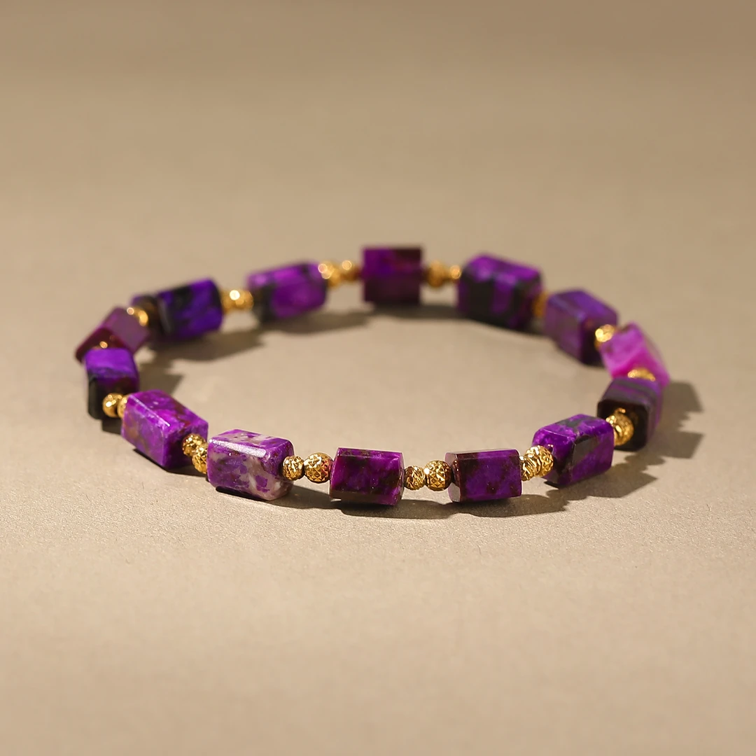 一了个卜【蝶意】舒俱来丝绒紫棱形手串