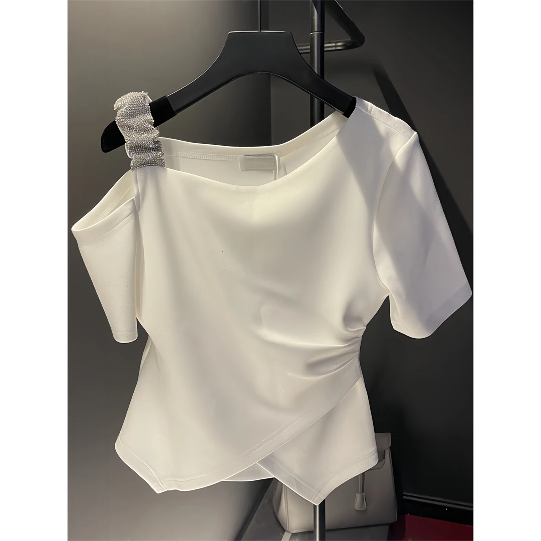 我也不想一直被夸，好美！T恤女设计感小众减龄收腰短袖显瘦上衣