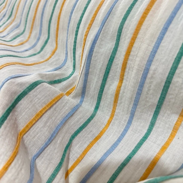 51 纯植物色织条纹苎麻棉面料3米价 柔软透气不扎亲肤