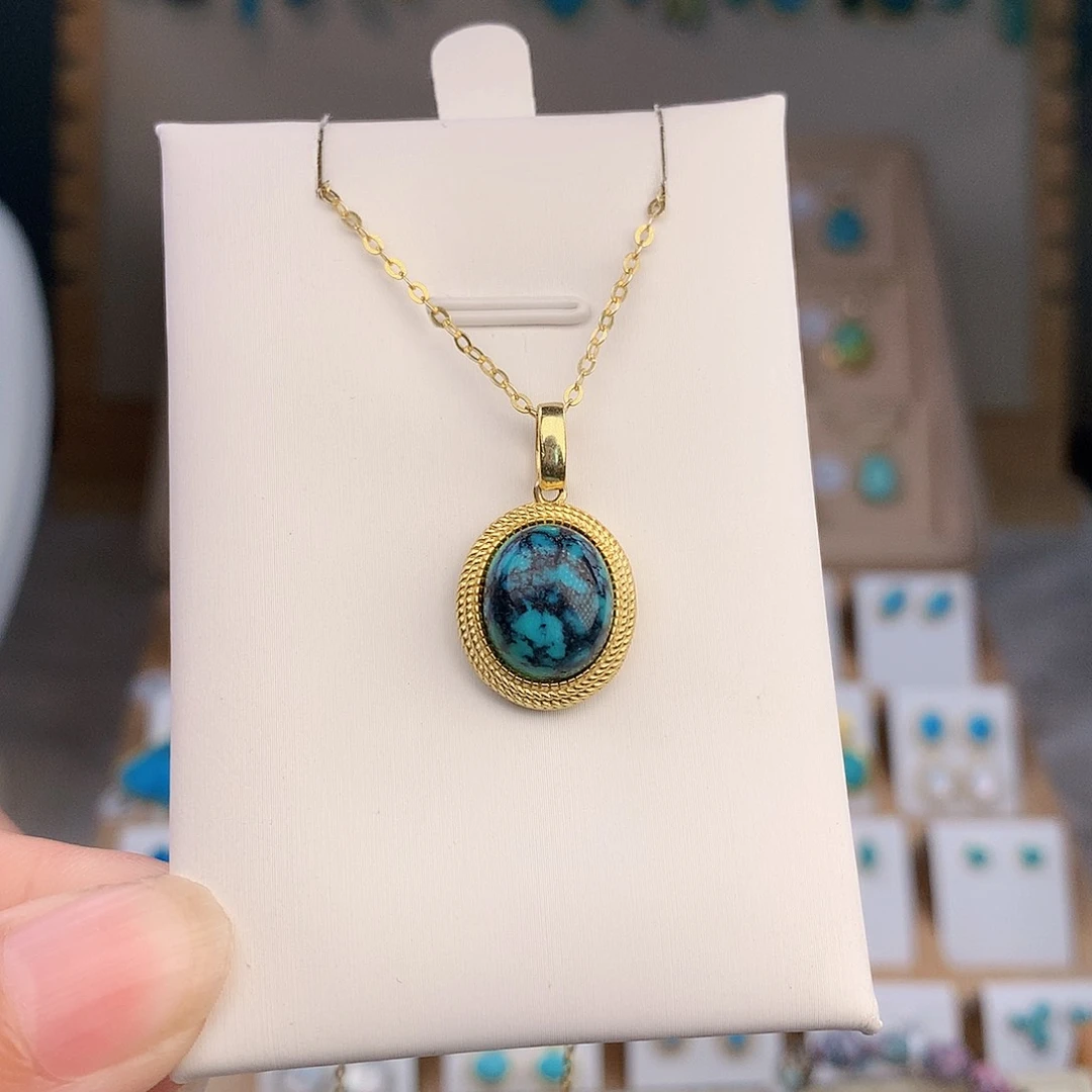 绿松石银S925镶嵌颈饰