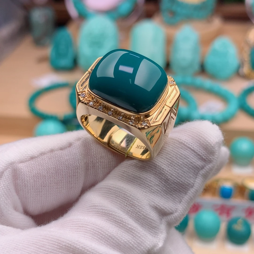 绿松石珠宝奇石18K金镶嵌