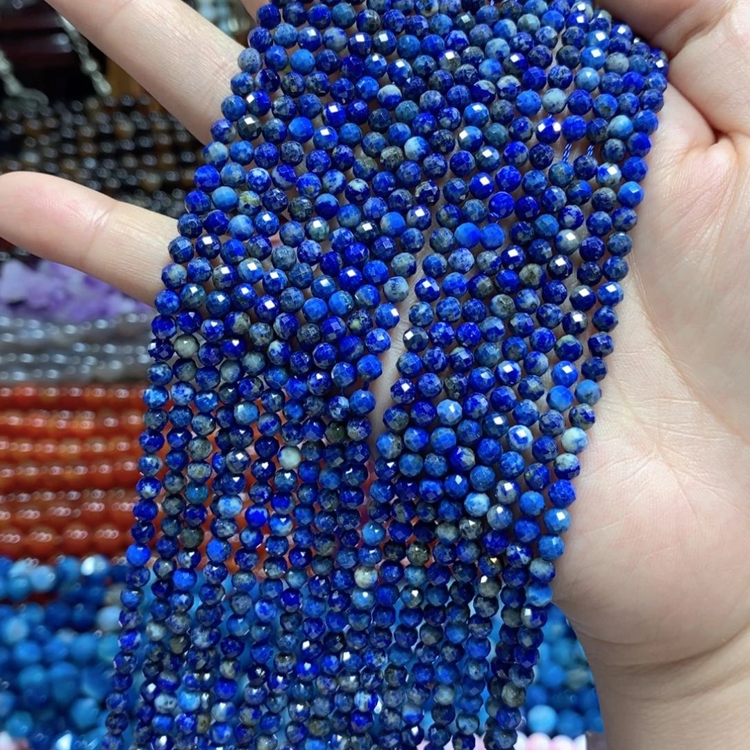 玛瑙/玉髓未镶嵌珠宝半成品天然青金一条卡4mm