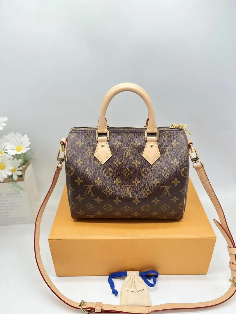 99新 LouisVuitton/路易威登 speedy25老花肩带款（LV妞妞）