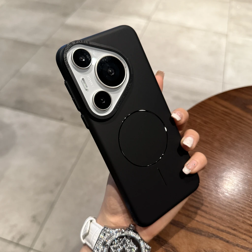 经典黑磁吸肤感磨砂适用华为pura70pro+手机壳简约男女款实用配件