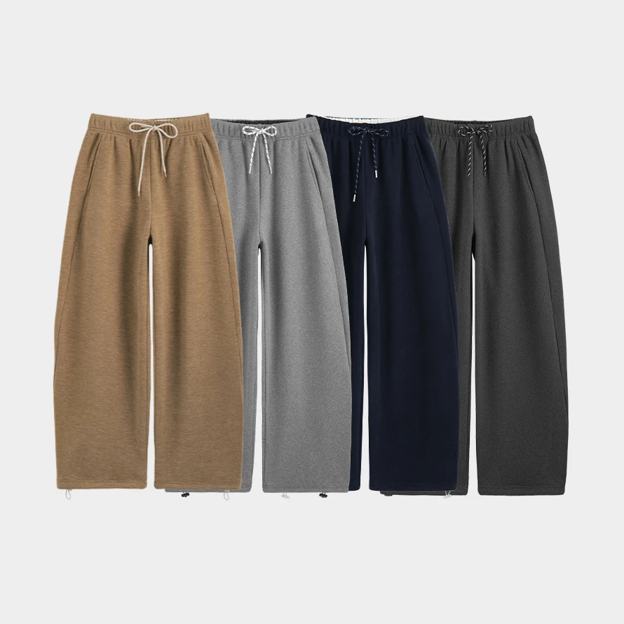 门店59&9！冬日暖绒裤」个性高腰抽绳藏肉显瘦阔腿弯刀裤女 C25523