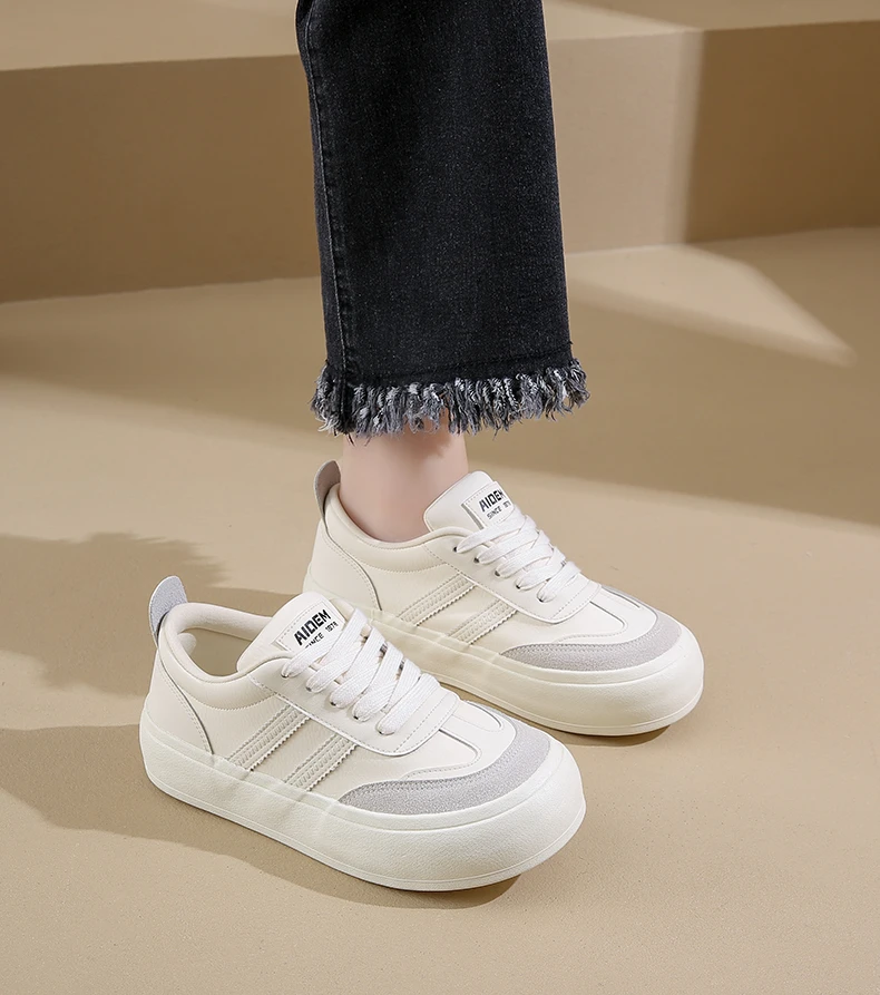 【901-940】扣号2025年新款春款女款百搭时尚真皮厚底系带女鞋