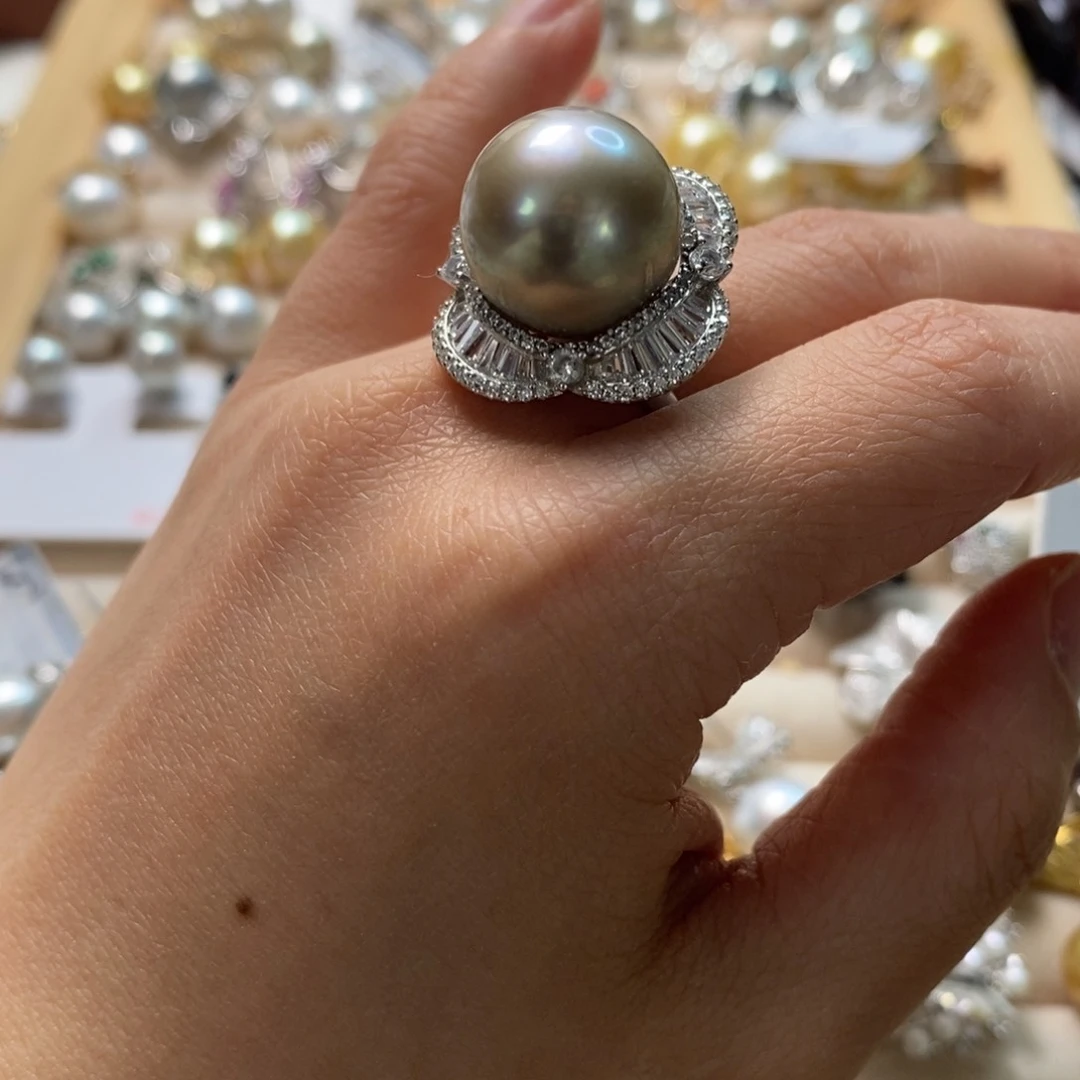 海水珍珠戒指银S925镶嵌