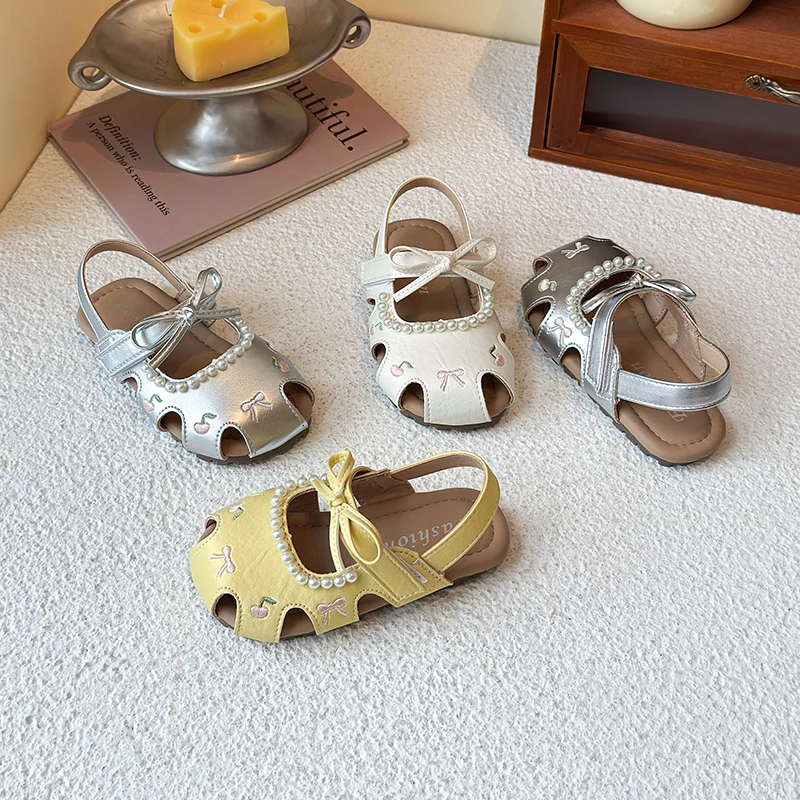 夏季刺绣女公主风包头韩版凉鞋公主鞋镂空软底2025夏款勃肯凉鞋