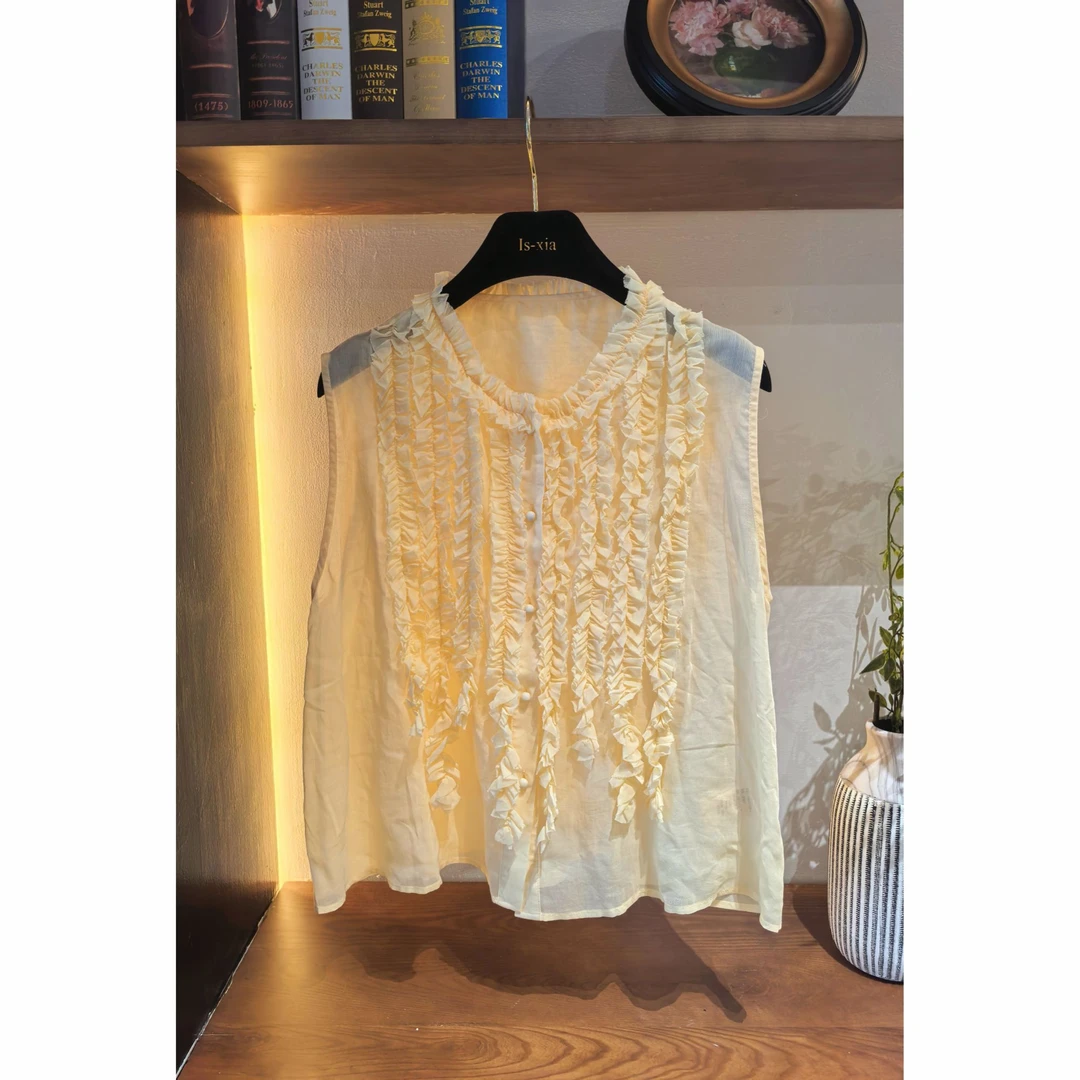 【郁金百褶】时尚优雅风竖条百褶百搭通勤衬衫