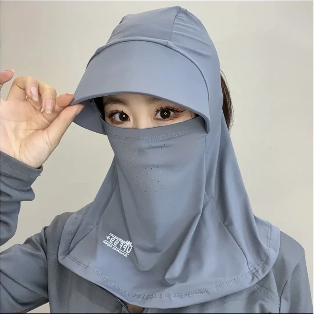 全脸防紫外线遮阳帽子女防晒帽户外骑行护颈面罩太阳帽透气脸罩