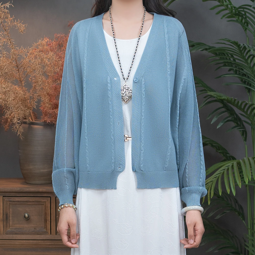 2025春夏季新款洋气显瘦薄款通勤短款外搭针织长袖2503-105