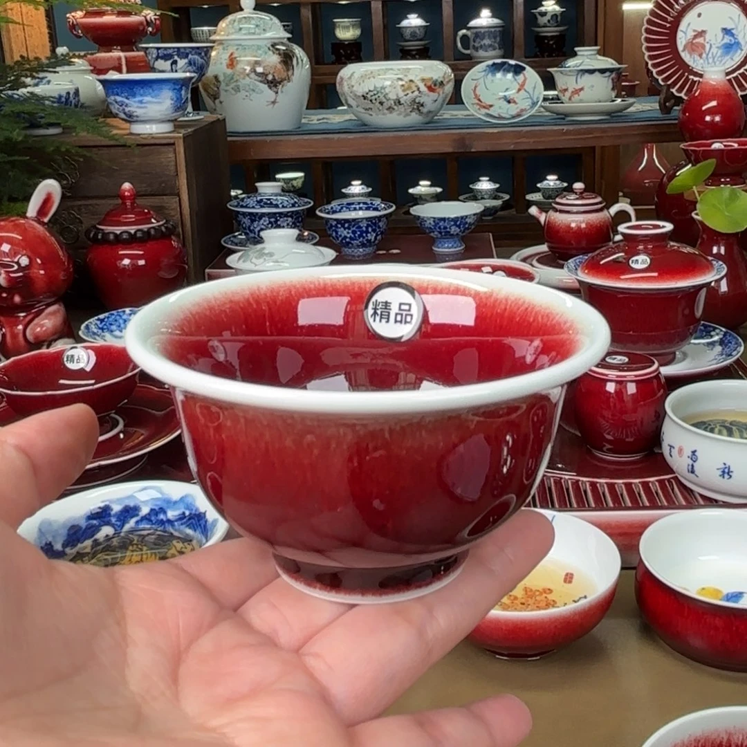 闻轩坊柴窑郎红，精品压手杯