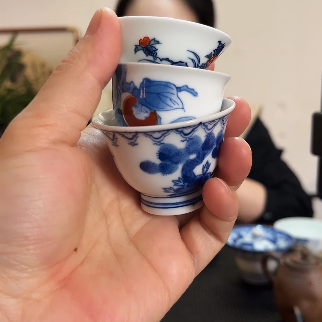 M****潘瓷器青花釉上彩高脚杯