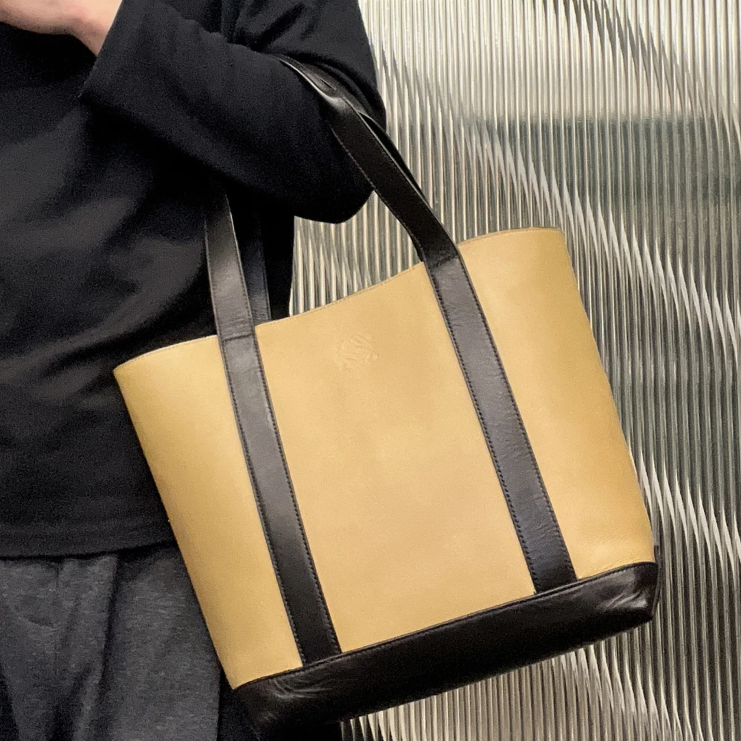 95新 LOEWE/罗意威 【涛】34PP10 沙色手提单肩托特包