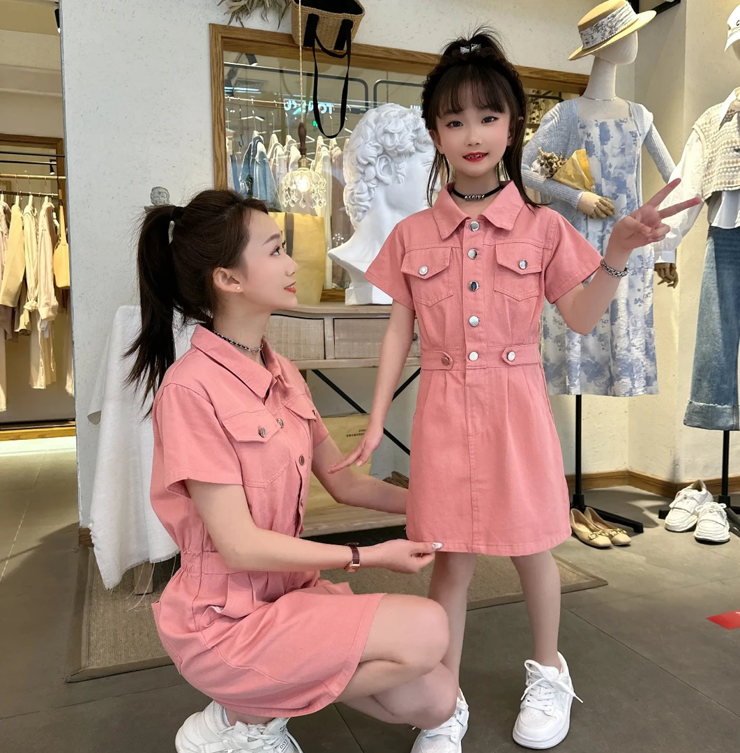 女童连衣裙夏季2025新款洋气儿童夏装学院风短袖大童网红工装裙子