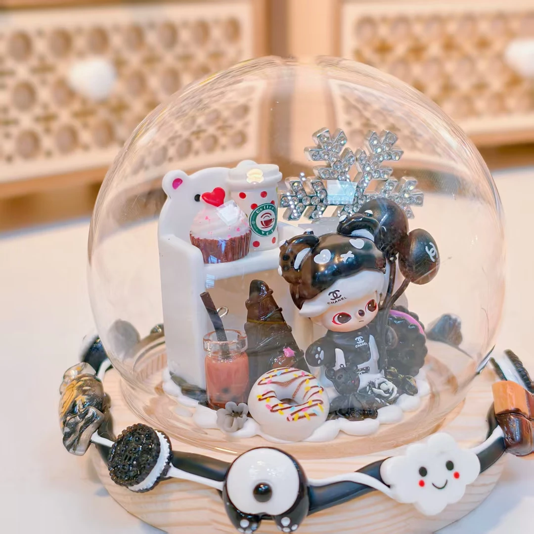 小玻璃罩球形萌粒桌面摆件diy制品潮玩盲盒手工制作创意DIY