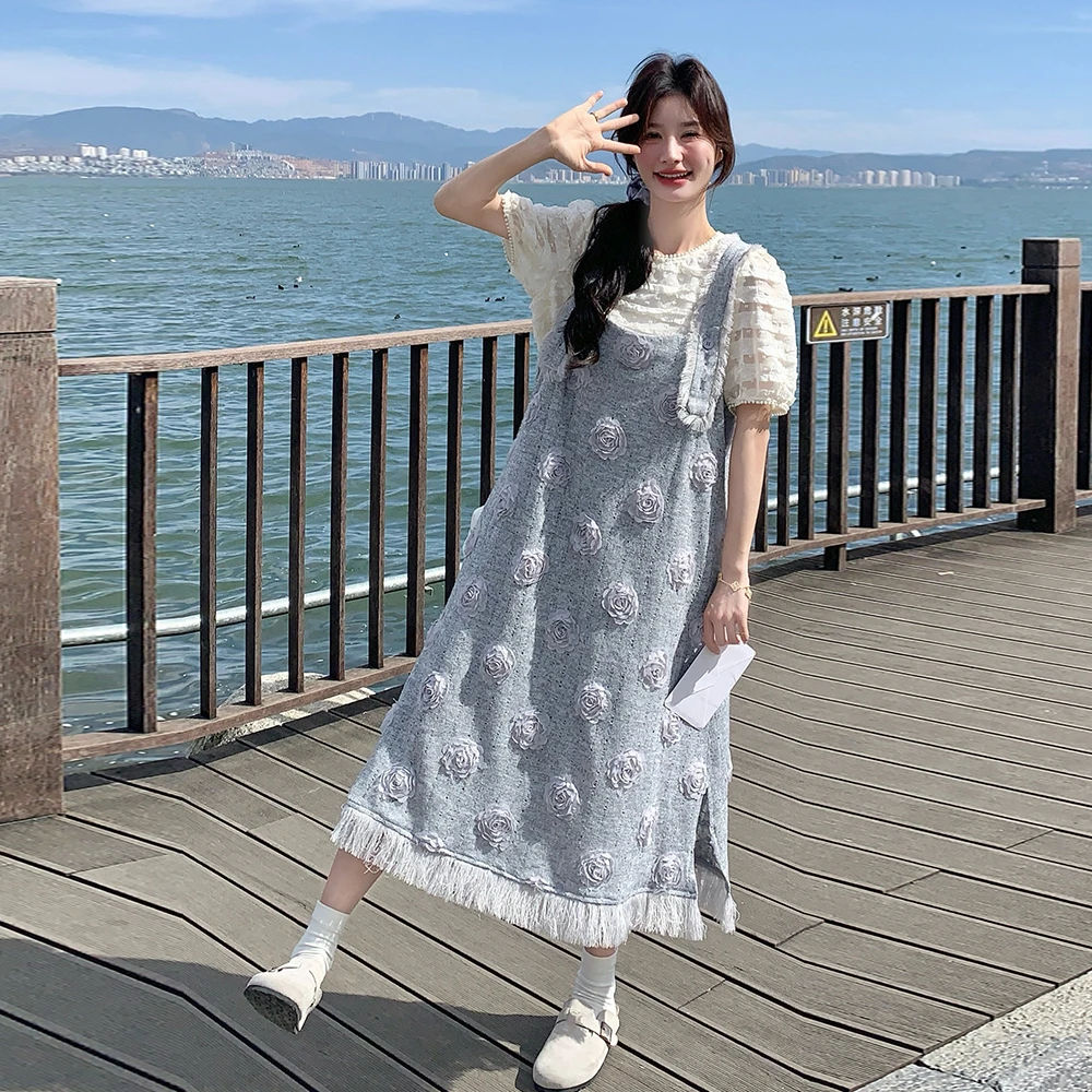 法式超好看氛围感套装裙女夏季2025新款超火T恤流苏背带裙两件套