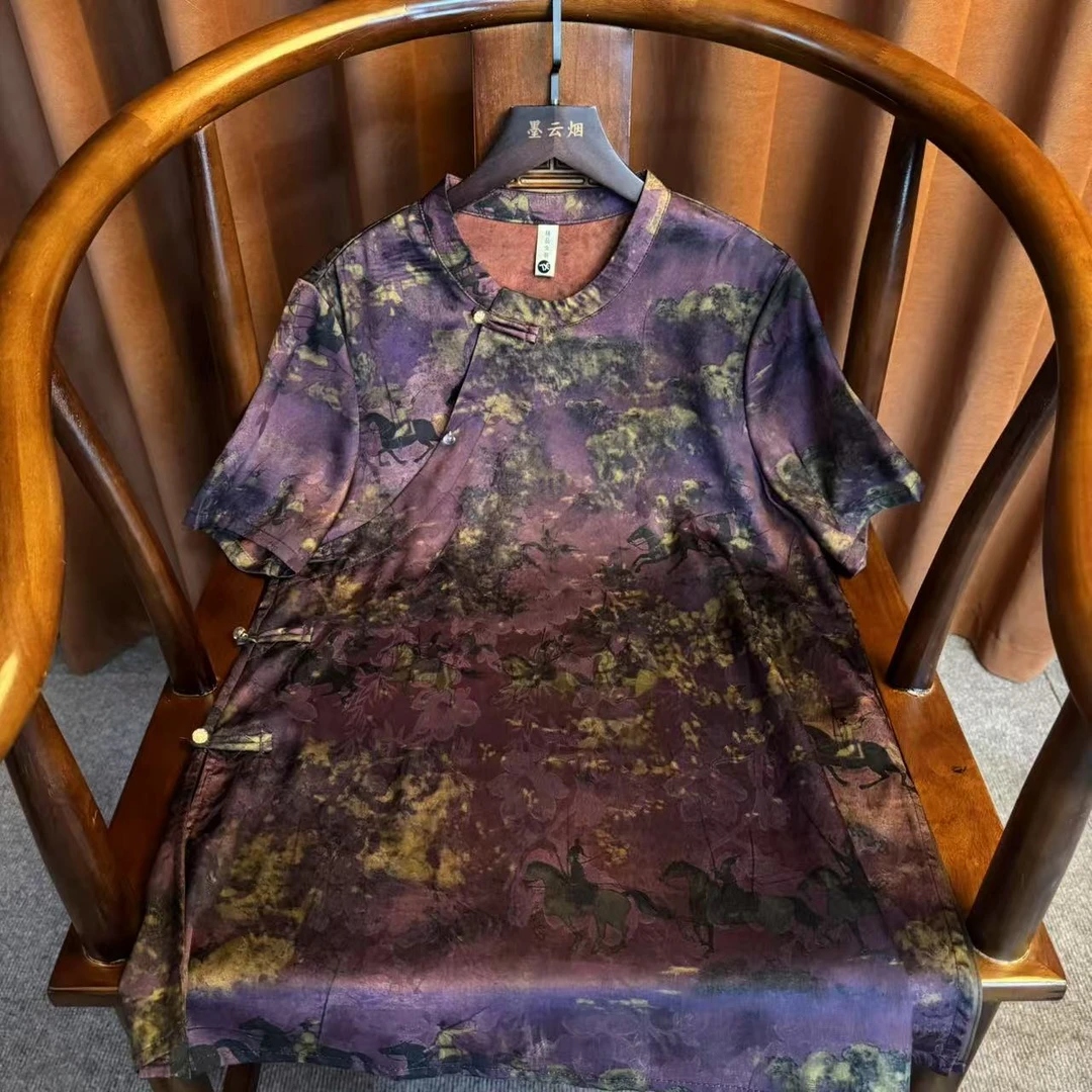 【离沐】新中式短袖复古上衣奥黛款2025夏季新款衬衫女士时尚女装