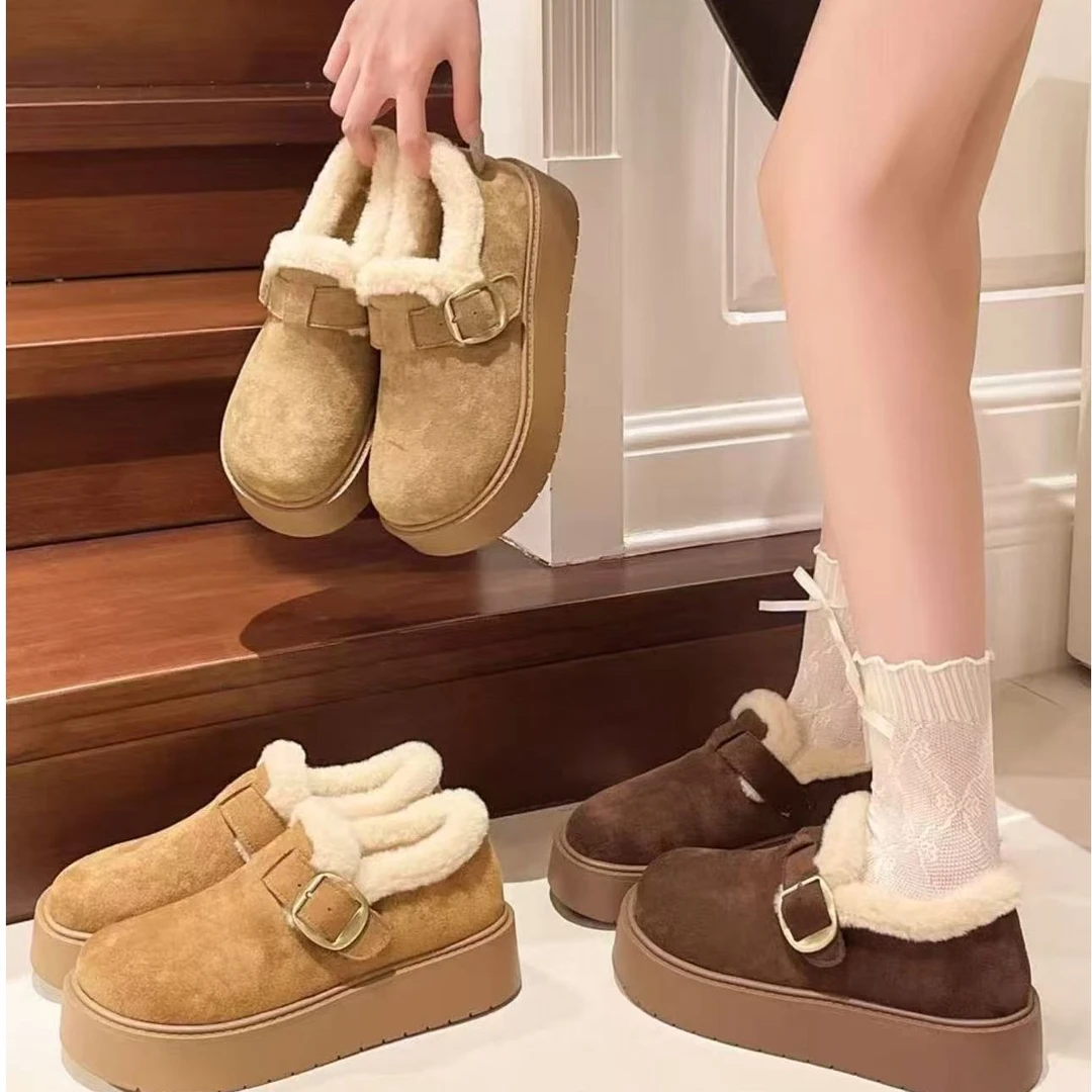 女款勃肯鞋女冬季加绒保暖搭子厚底一脚蹬毛毛鞋M866L