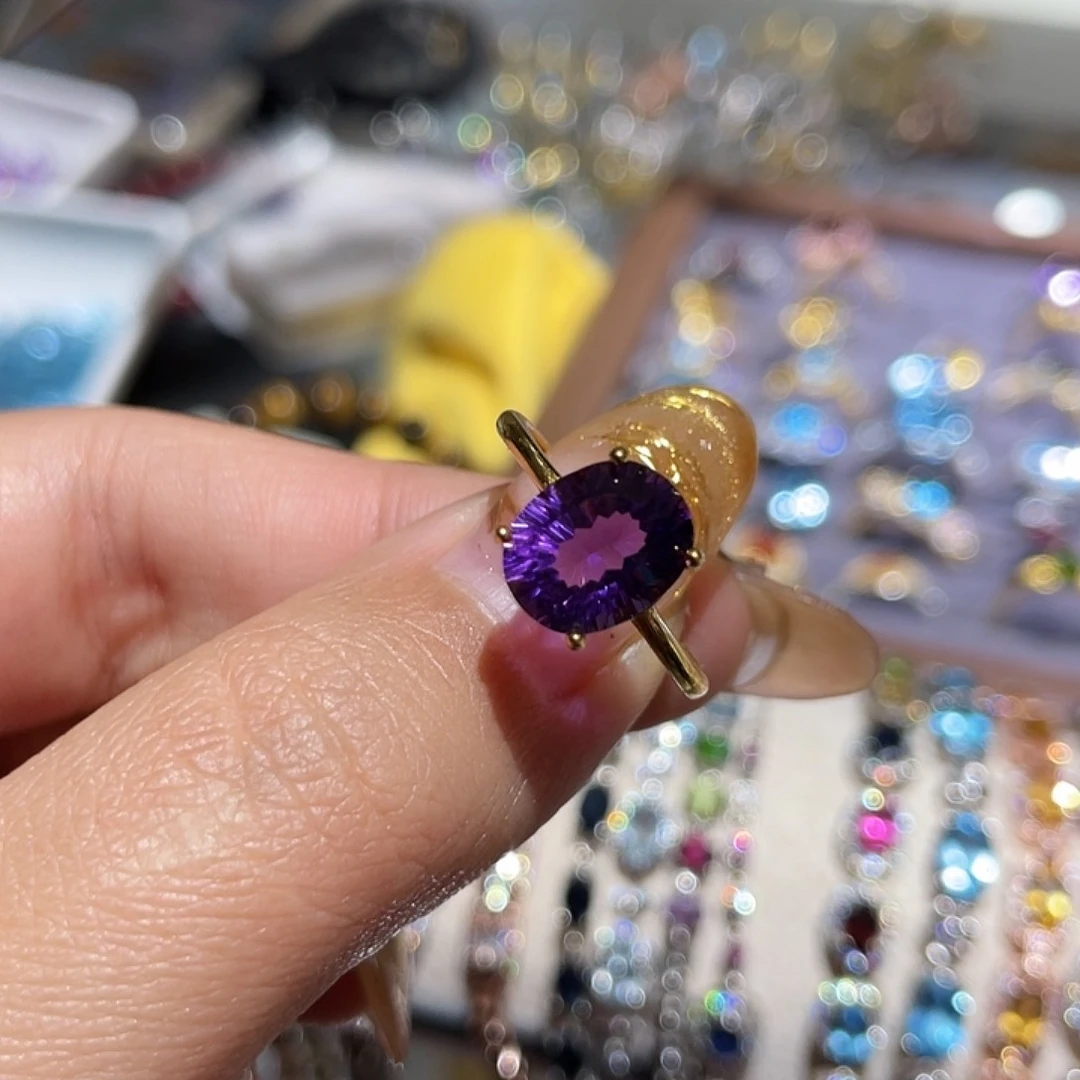 紫晶戒指银S925镶嵌46¥7