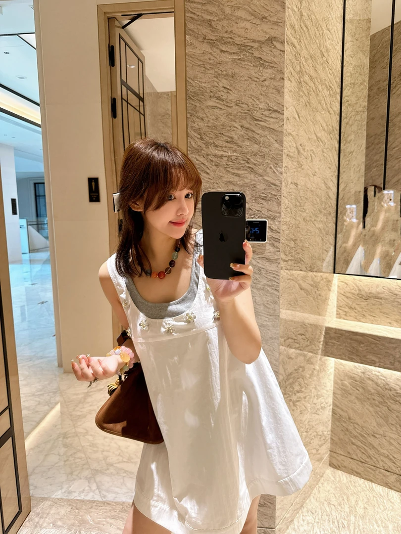 【sKycaptian】迪丽热巴同款定制无袖背心假两件吊带裙SK023126