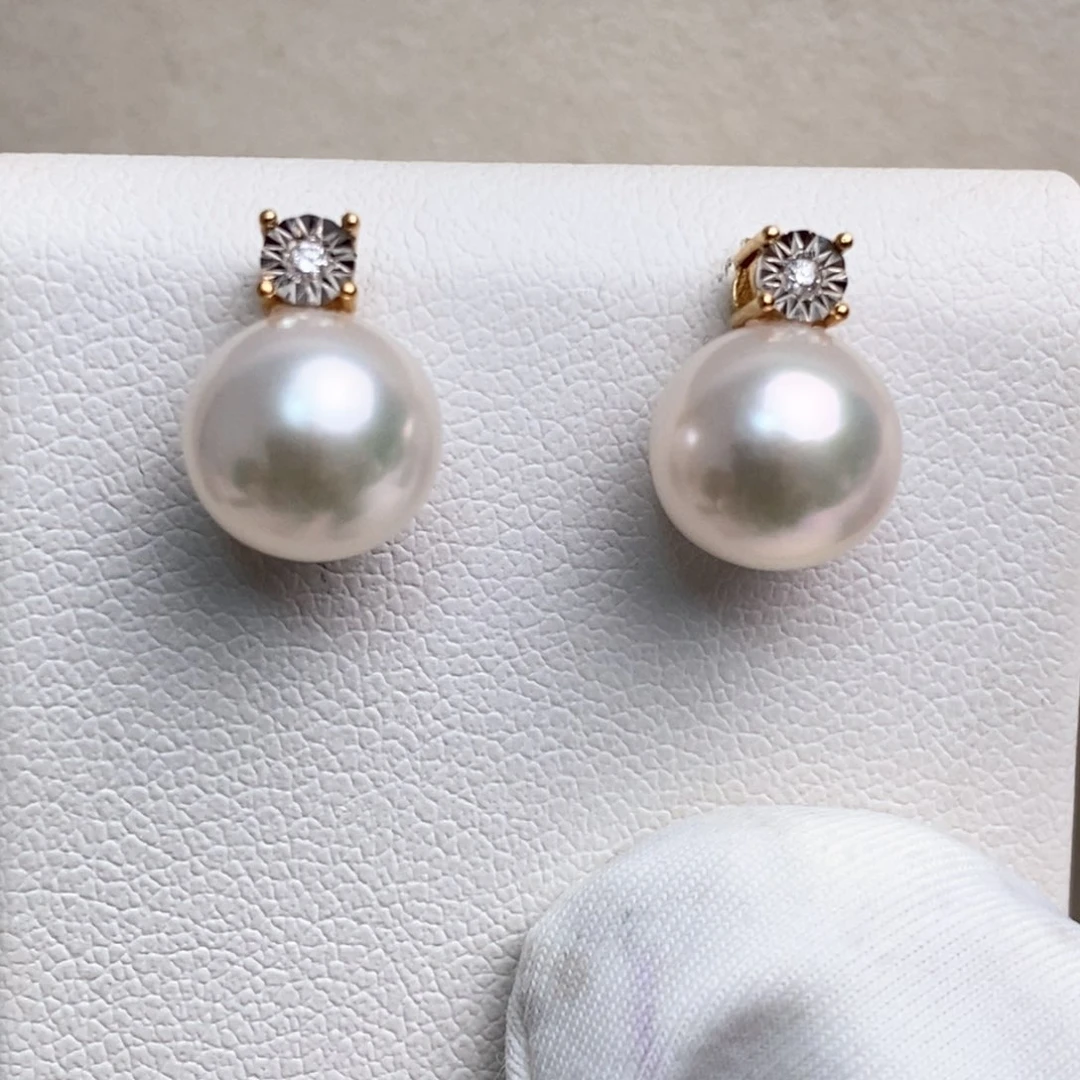 18K金镶嵌戴妃钻8-8.5海水珍珠