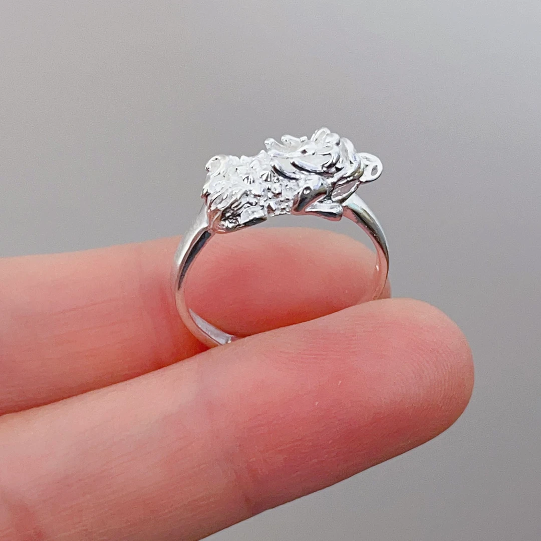 足银戒指 足银990大貔貅戒指气质个性立体吉言活口戒男女