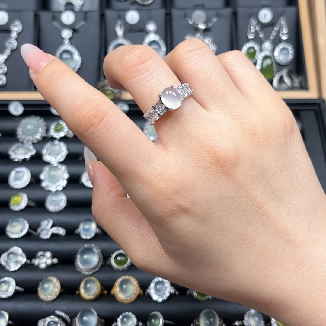 【闪购商品】岫玉戒指银S925镶嵌衬*