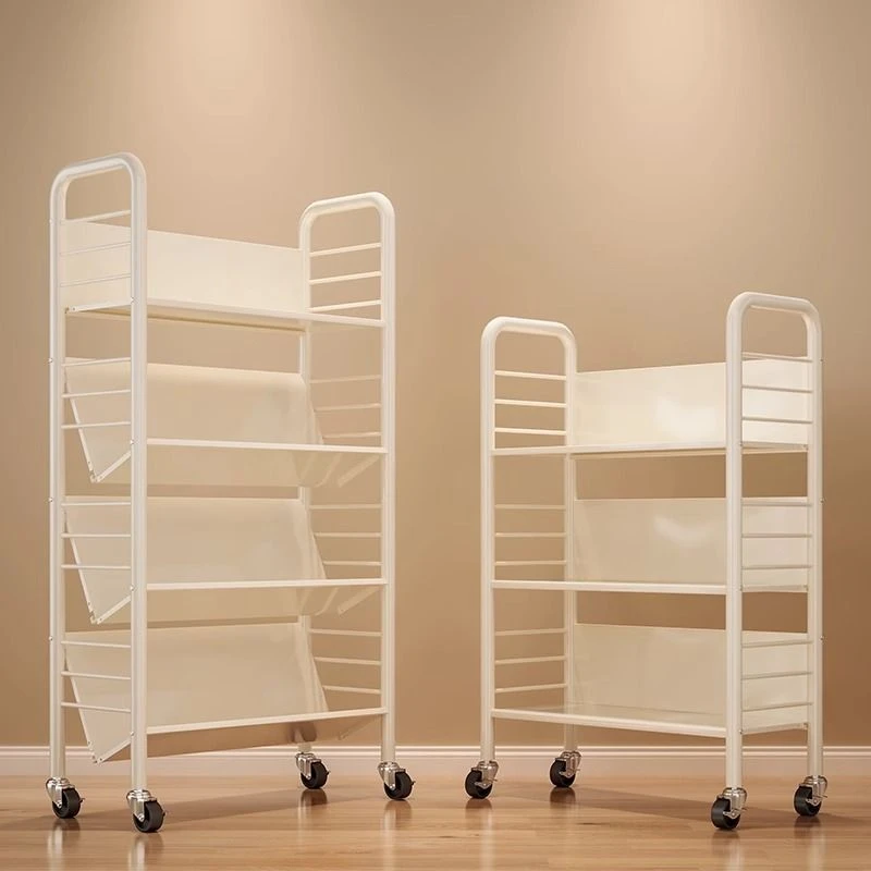 书架落地置物架可移动带轮多层家用简易铁艺儿童绘本架靠墙小书柜