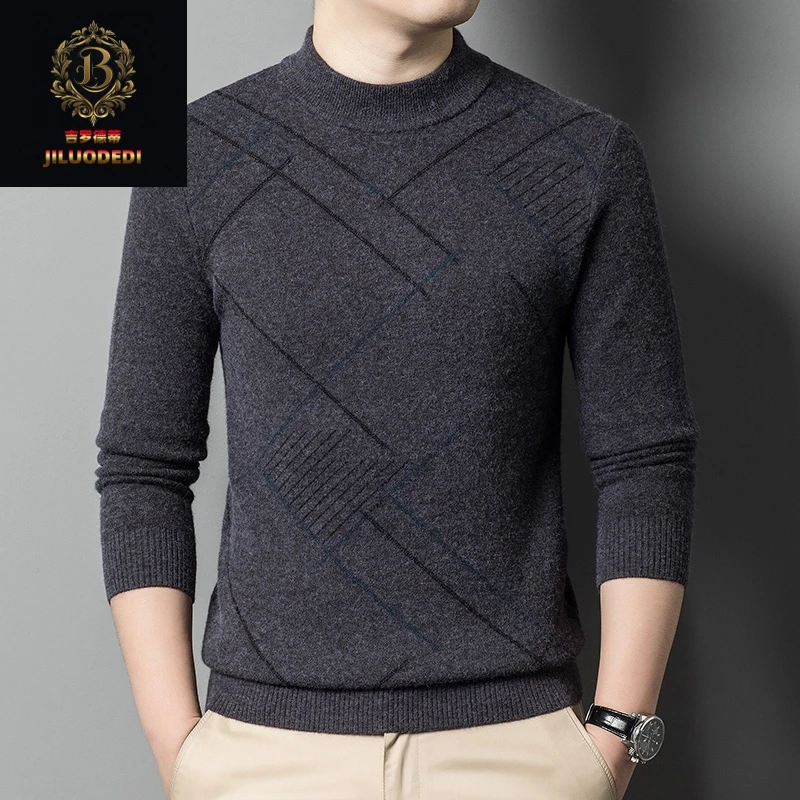 优质男士加厚半高领毛衣中年爸爸冬季大码羊毛衫打底衫秋冬男套头