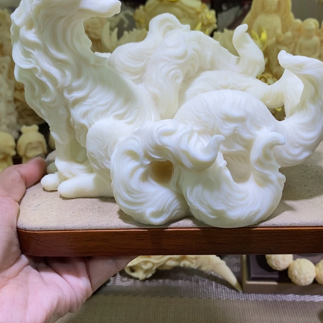 菩提根/象牙果把件象牙果大号九尾狐摆件