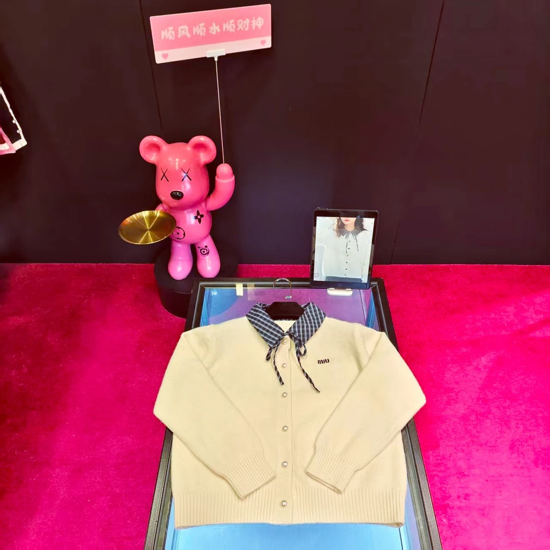 +284新款时尚气质拼接针织上衣百搭长袖翻领