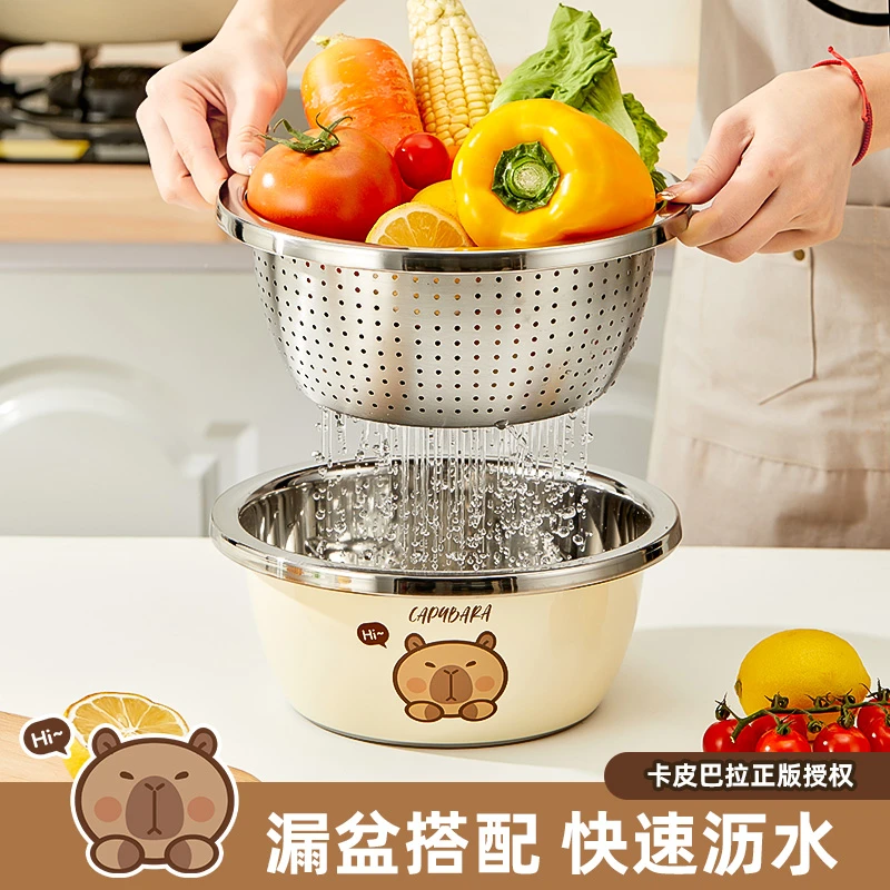 洗菜盆沥水篮304不锈钢盆食品级汤盆厨房家用和面专用盆