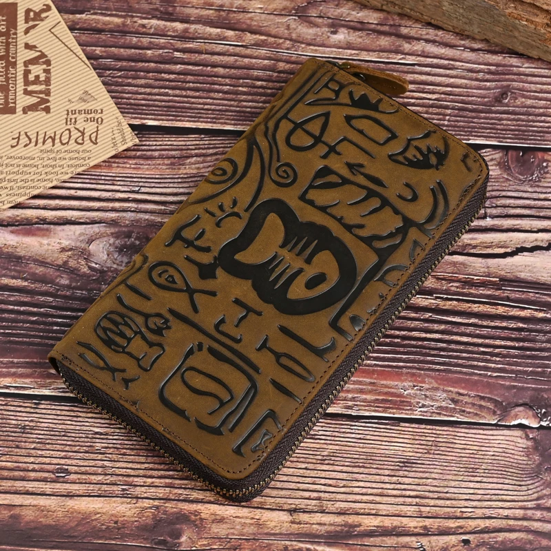 英伦风复古休闲男士头层牛皮钱包手包大容量多功能手拿包手机包