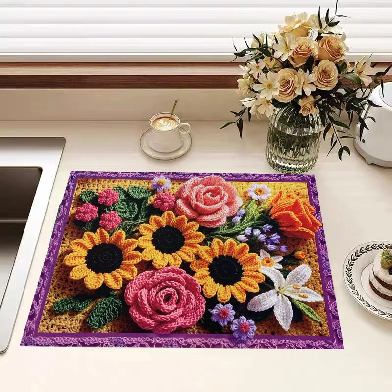 A210【40*40cm套装】科技绒地垫书桌茶桌隔热垫餐盘垫沥水防滑地垫