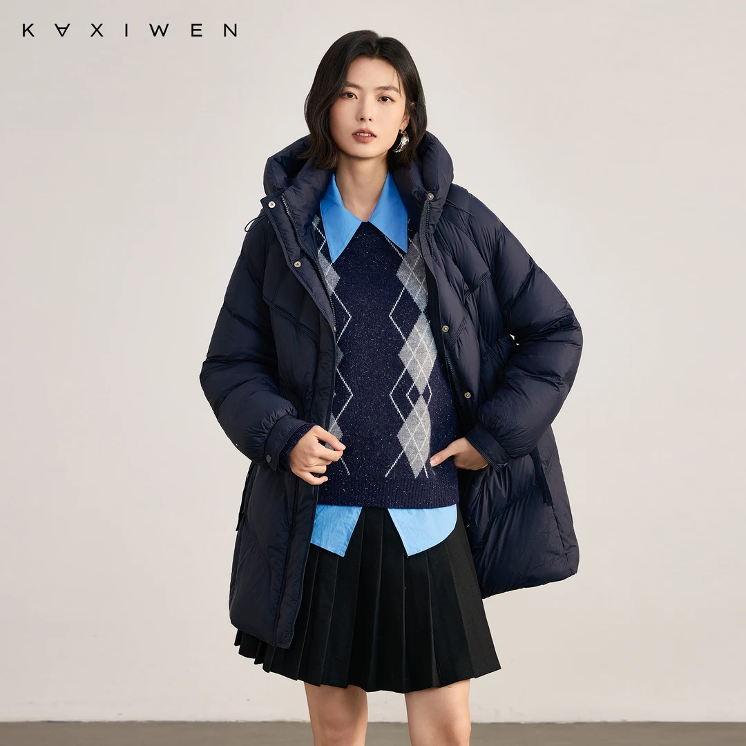佧茜文蓬松面包羽绒服「90绒」气质线条感保暖外套女D09DYW9871