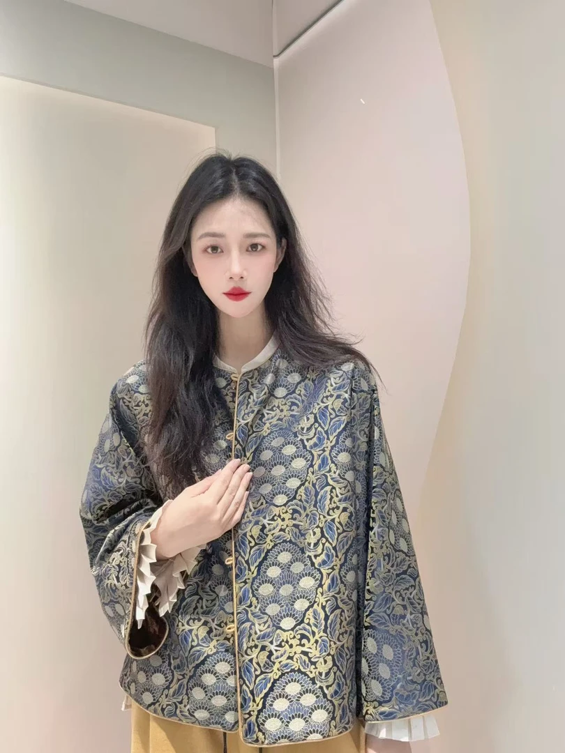 九月 九子菩提 新款汉服新中式双面宋锦国风上衣外套
