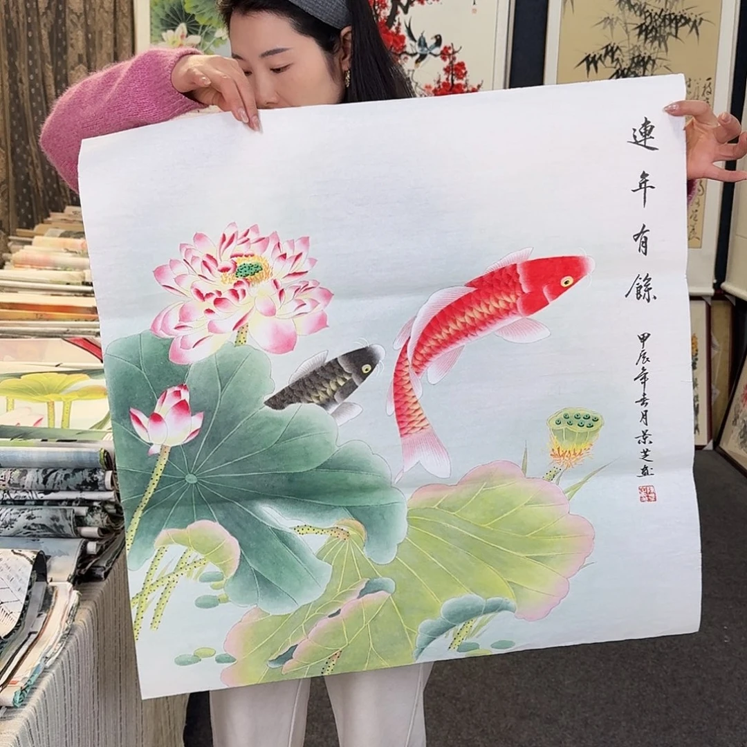 纯手绘国画作品好看斗方