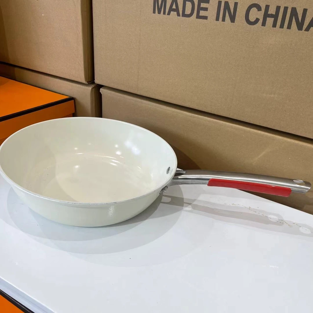 家用厨房专用便捷厨具韩式平底不粘锅小白锅通用锅具搭配专用勺子