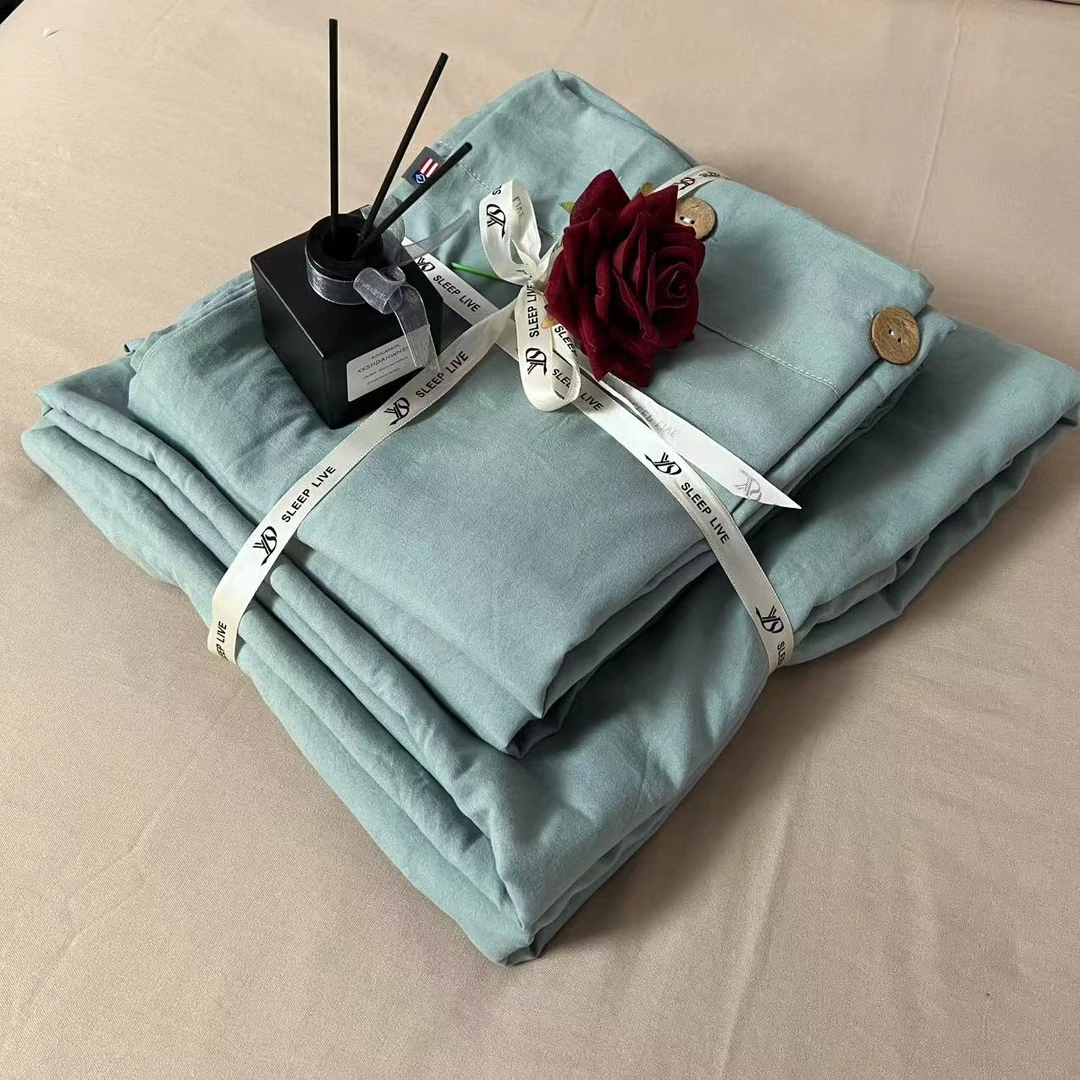 【四季新款】设计师原创高奢简约纯色被套四件套双人高密度床上用品